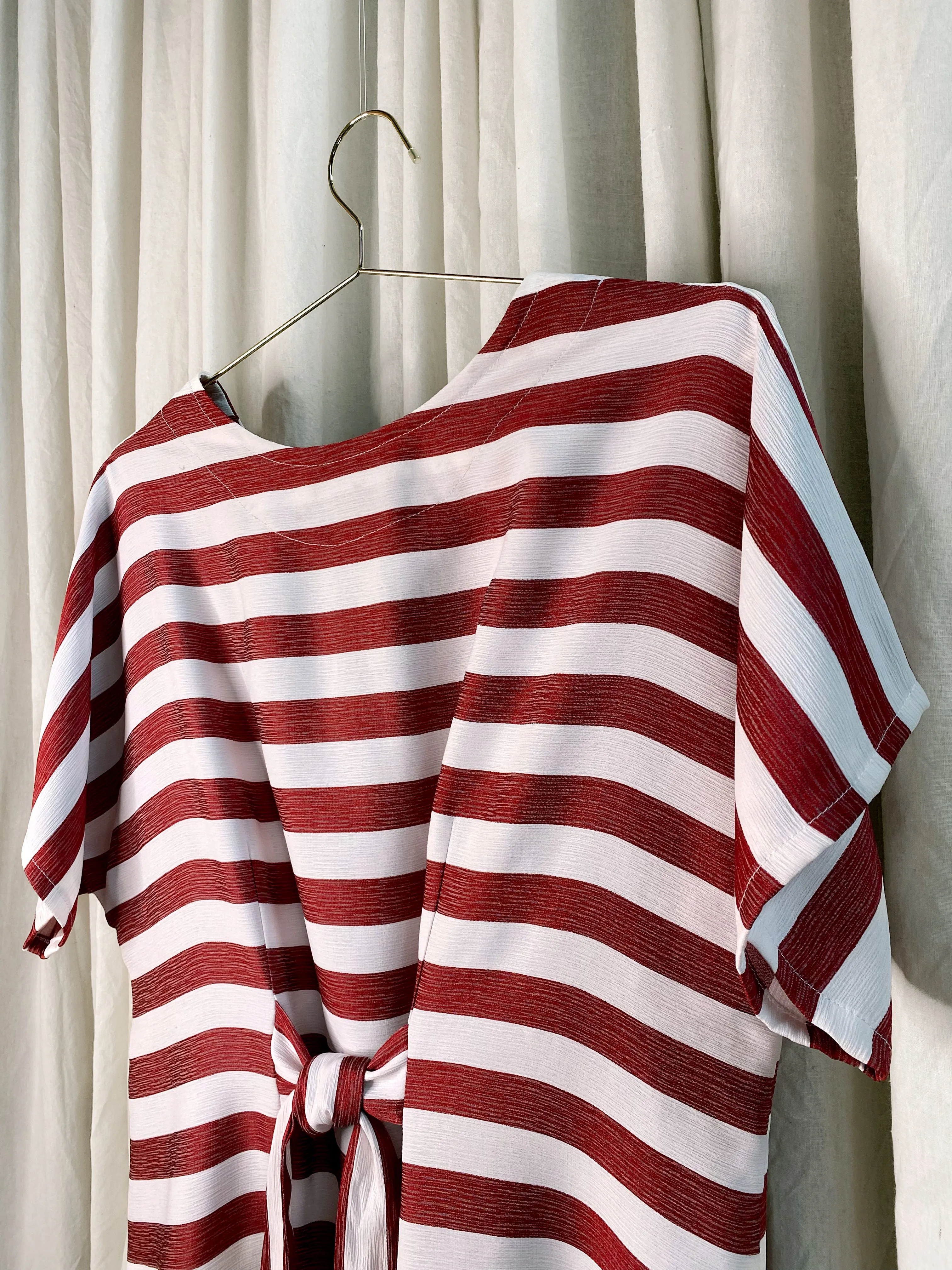 • SAMPLE • EVE DRESS ~ CONVERTIBLE ~ POMEGRANATE [ Red & White Striped, Waist Ties ]