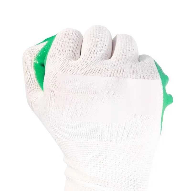 12 Pairs Of Free Size Nitrile PU Green Safety Gloves Polyethylene Dipping Gloves Metal-Coated Gloves Construction Protective Gloves