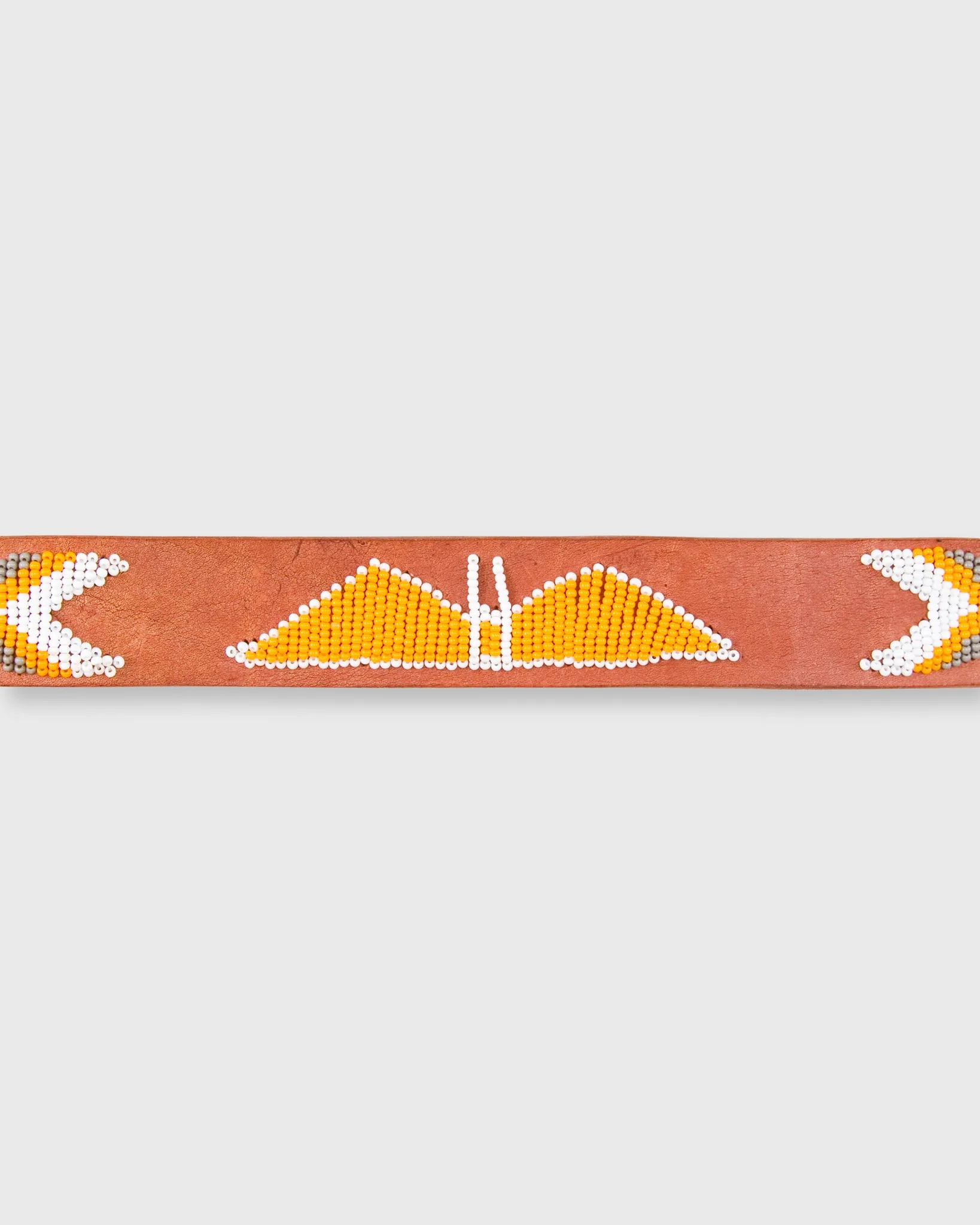 1.25" African Beaded Belt in Light Orange/Grey Eagle Design