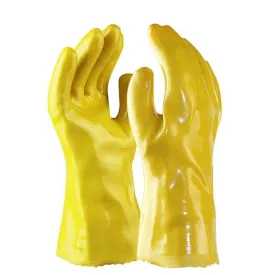 15 Pairs Yellow Cotton-Wool Plastic Labor Protection PVC Gloves Oil Resistant Stain Resistant Acid And Alkali Resistant Gloves For Aquatic Products Processing