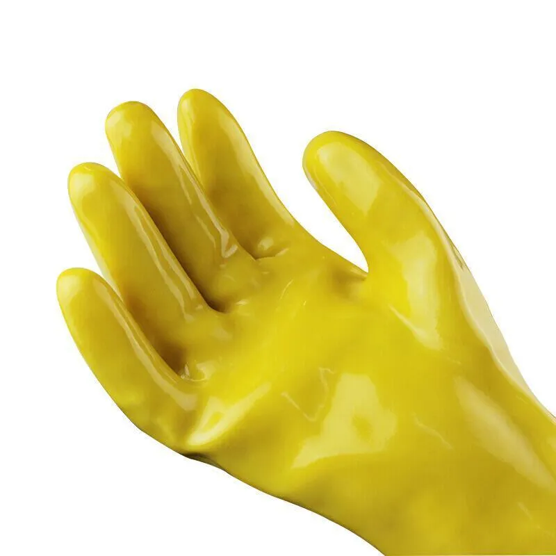 15 Pairs Yellow Cotton-Wool Plastic Labor Protection PVC Gloves Oil Resistant Stain Resistant Acid And Alkali Resistant Gloves For Aquatic Products Processing