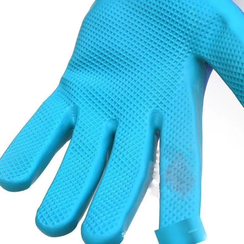 15 Pieces Labor Protection Gloves Embossed Anti Slip Wear Resistant Latex Labor Protection Gloves Flat Hanging Dipped Rubber Labor Protection Gloves Blue