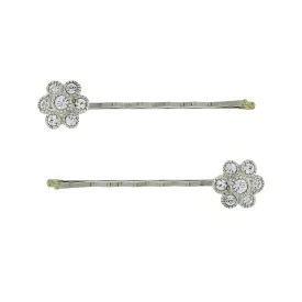 1928 Jewelry Clear Crystal Flower Hair Bobby Pin Set