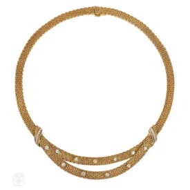 1960s German diamond and gold swag necklace