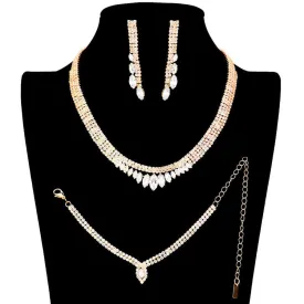 3PCS CZ Marquise Accented Necklace Jewelry Set