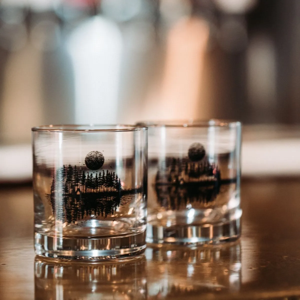 Black Lantern Whiskey Glass Set - Nature Guitar Rock