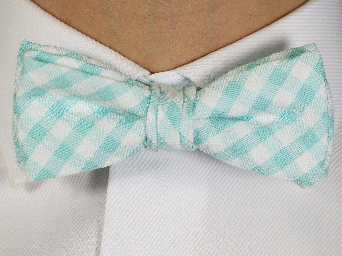 Boy's Bow Tie 16600 Aqua/White Check