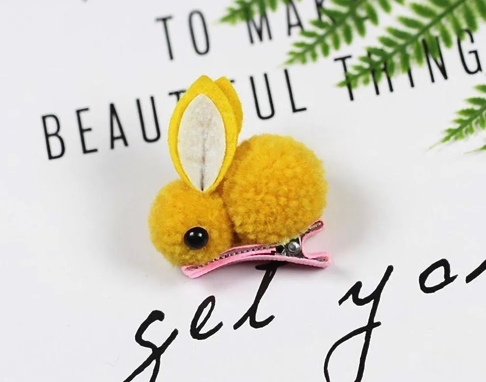 Bunny Rabbit Fluff Ball Hair Clip/Barrette