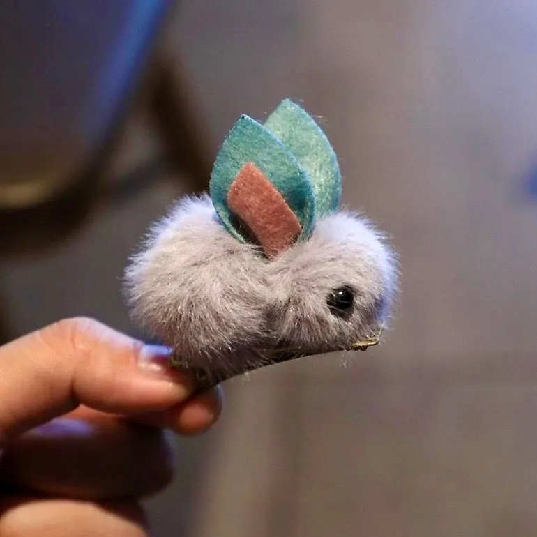 Bunny Rabbit Fluff Ball Hair Clip/Barrette