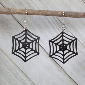 Cate's Concepts, LLC Women's Halloween Creepy Spider Web Wooden Dangle Earrings