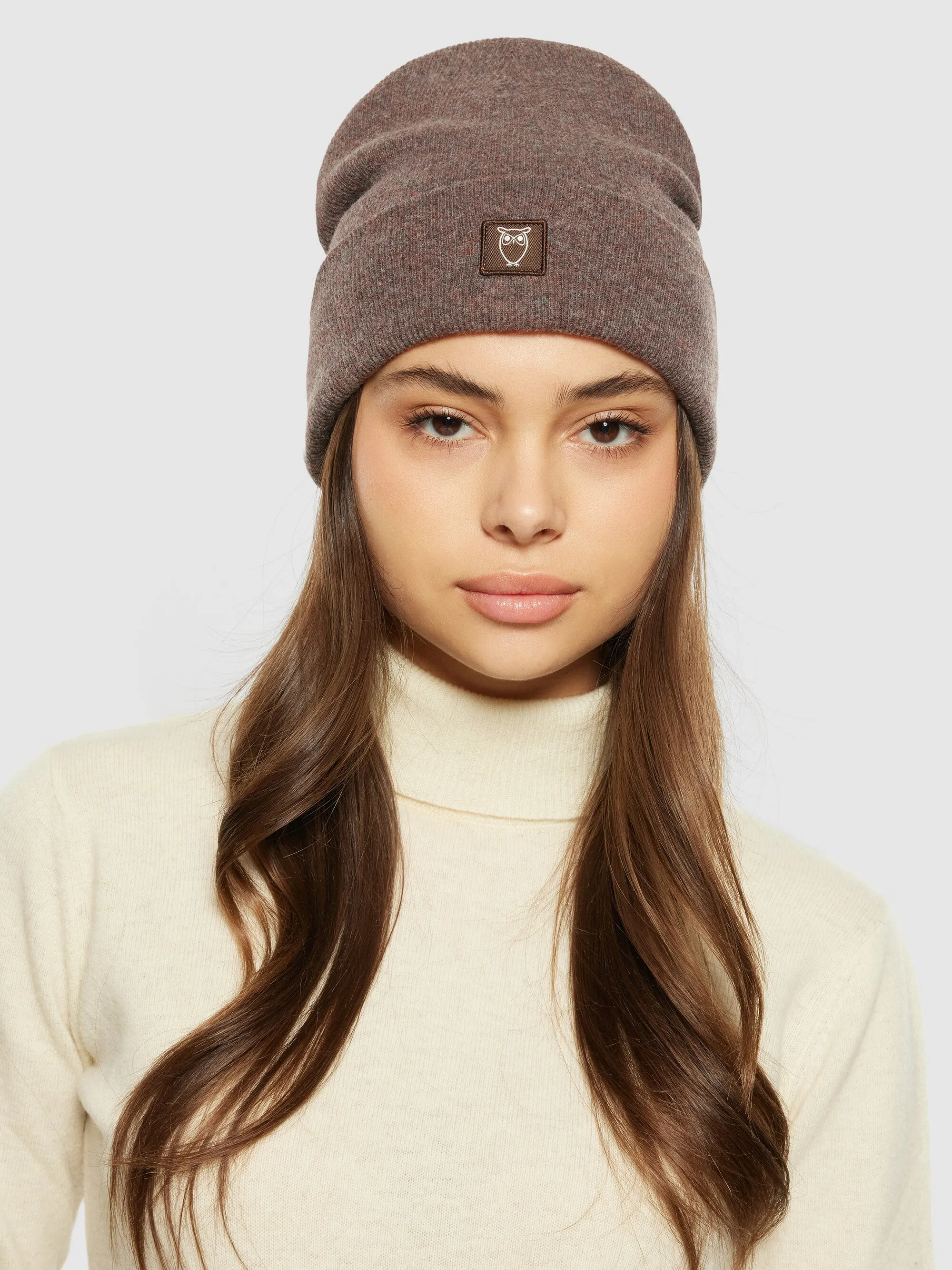 Double layer wool beanie - Demitasse (brown)