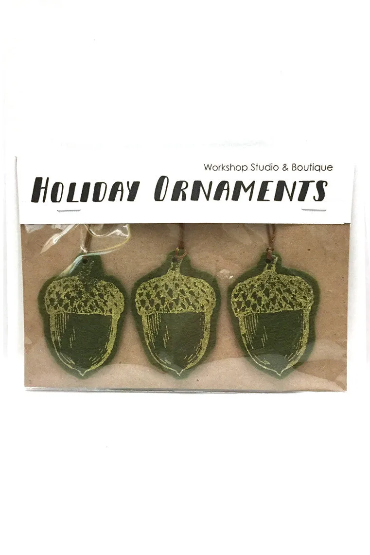 Golden Acorn Felt Ornaments Set