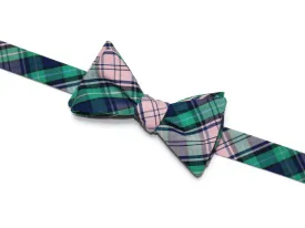 Green, Pink & Navy Plaid Bow Tie - Boys (Self Tie)