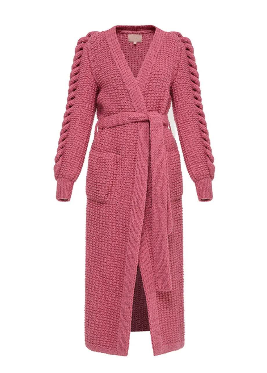 HAND KNITTED PINK COAT