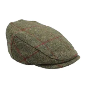 Heather Kinloch Waterproof British Tweed Flat Cap Brown red Check