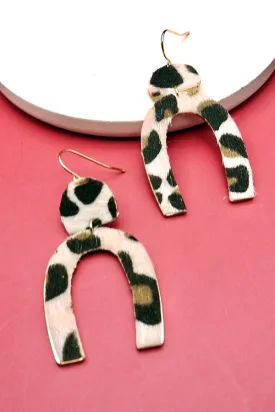 Leopard U Shaped Dangle Earrings