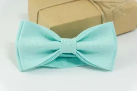 Mint color bow tie for weddings |  linen pocket square