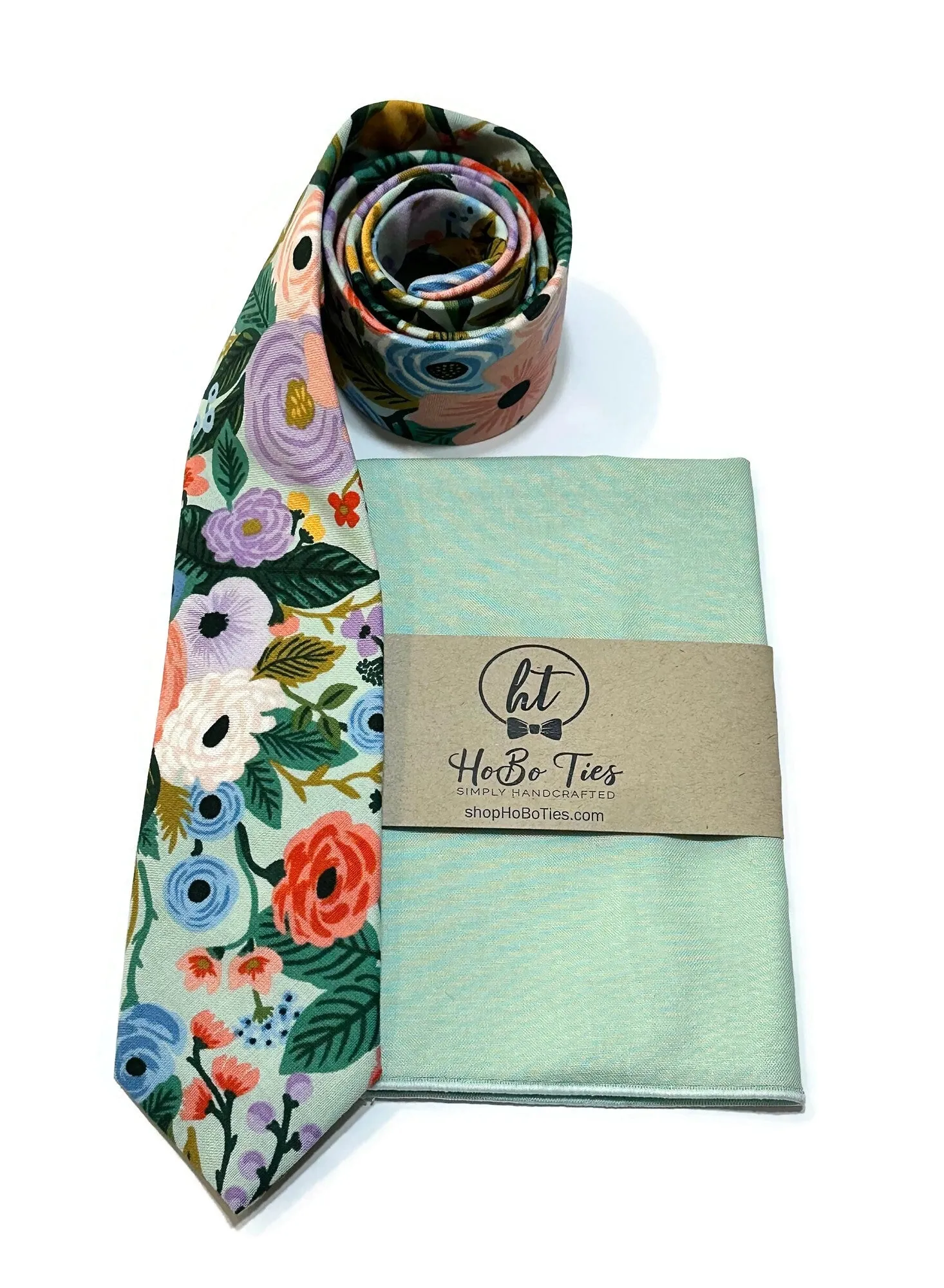 Mint Garden Party Floral Necktie