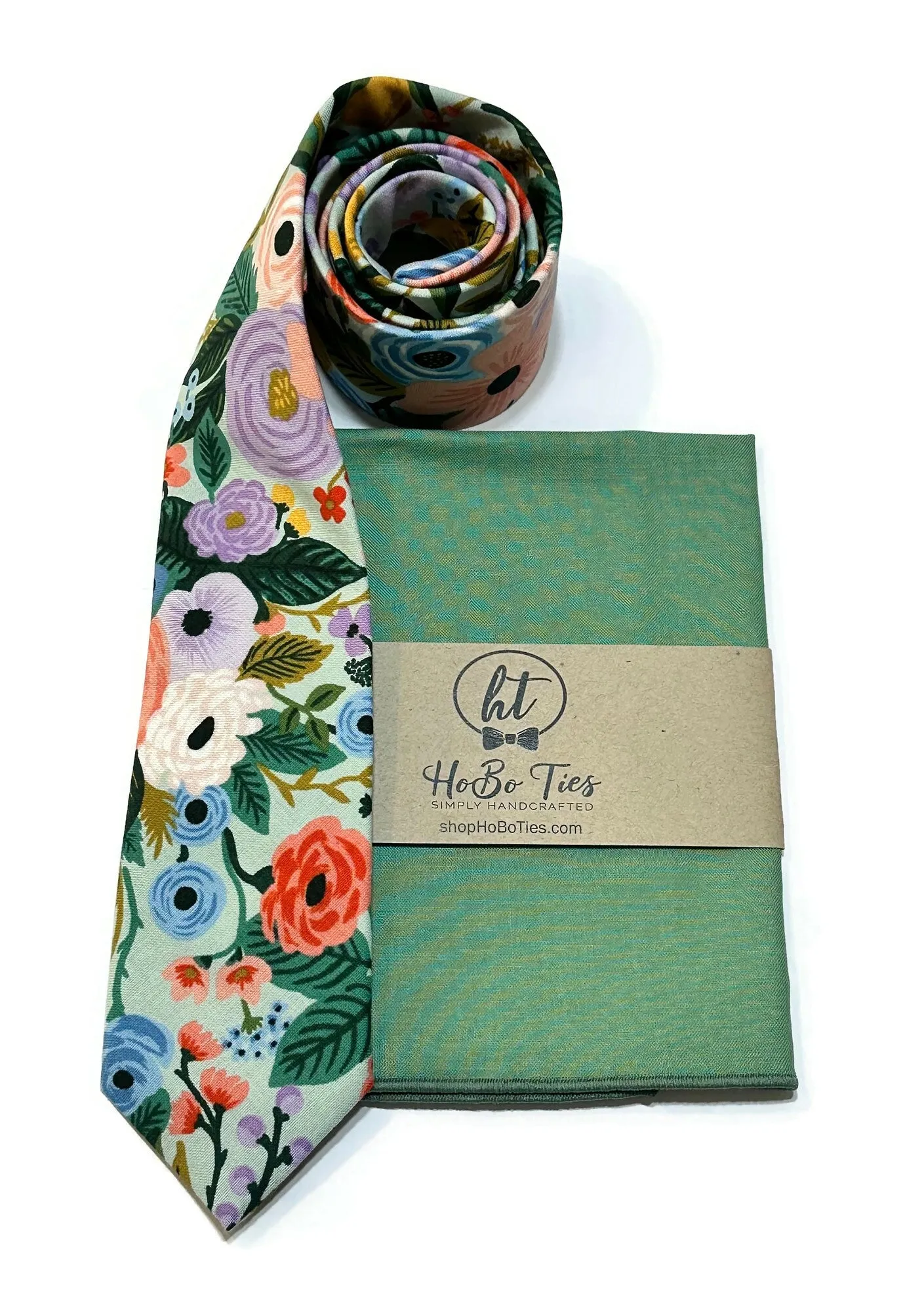 Mint Garden Party Floral Necktie