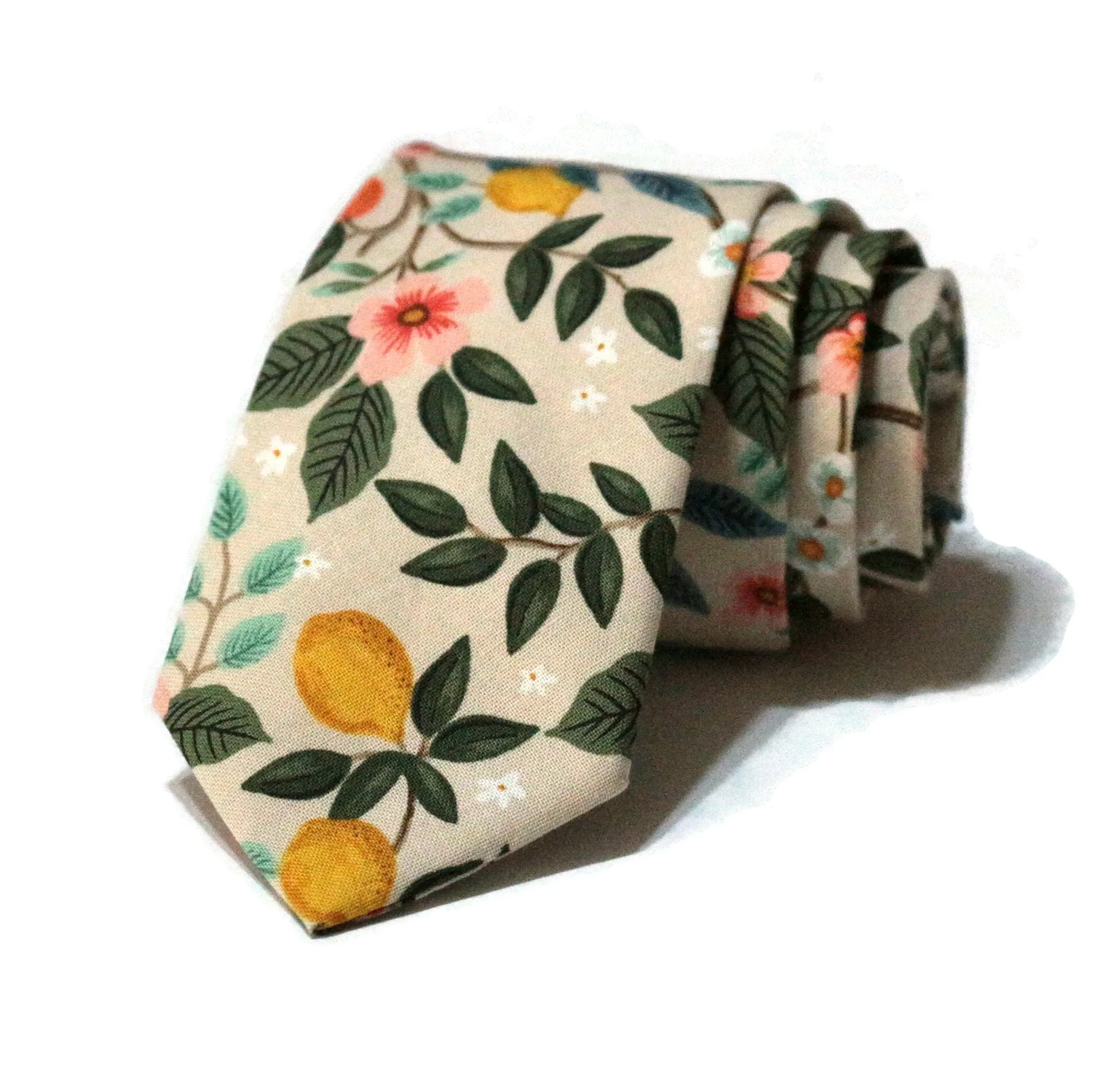 Natural Citrus Grove Floral Necktie