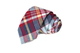 Navy & Red Madras Plaid Necktie