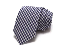 Navy Gingham Check Necktie