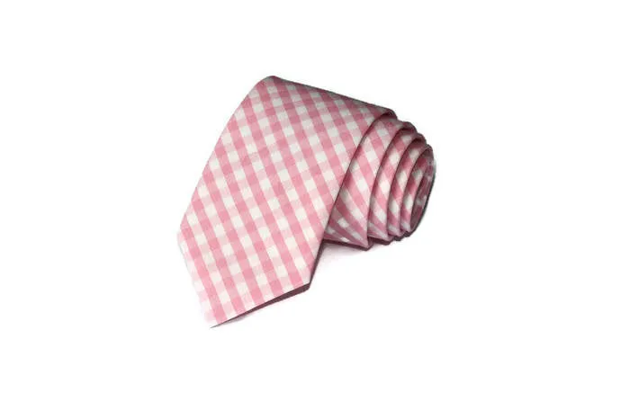 Pink Gingham Necktie