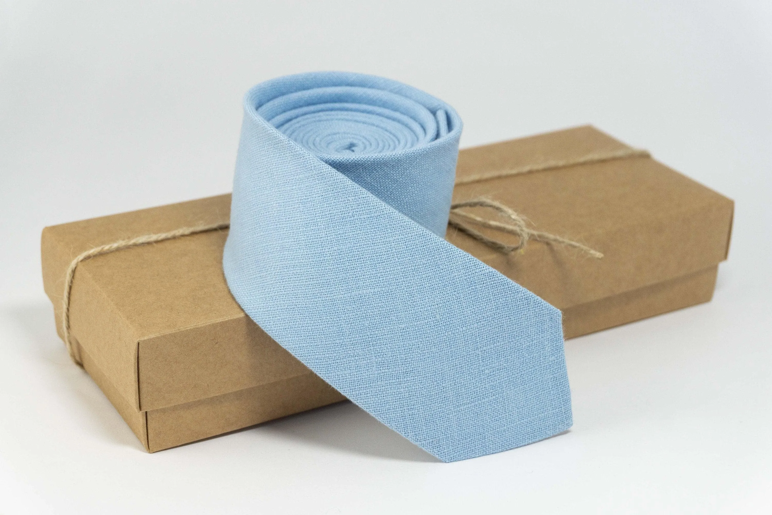 Sky Blue Necktie | Linen Wedding Tie for Men