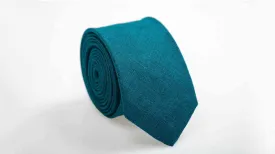 Teal linen mens necktie, teal skinny tie for men - MenLau, bow ties for men